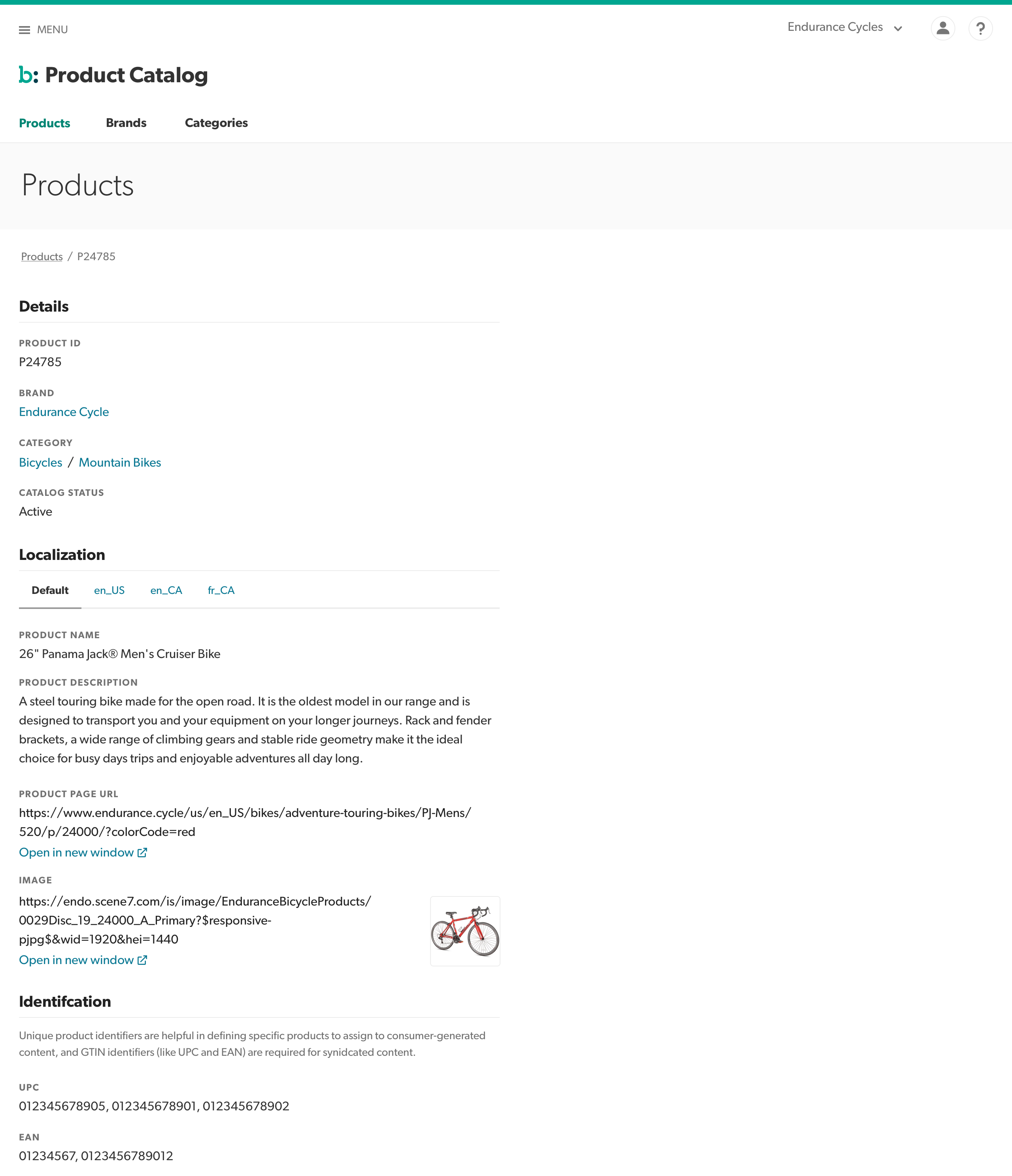 Image of a Product detail page with viewer only rights