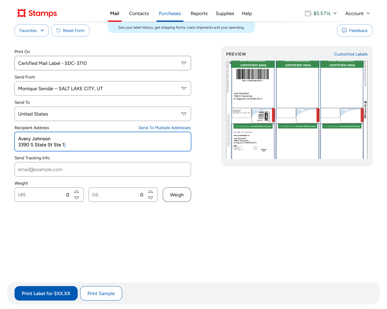 An early rebrand exploration of the Stamps Mail page, closer to current options